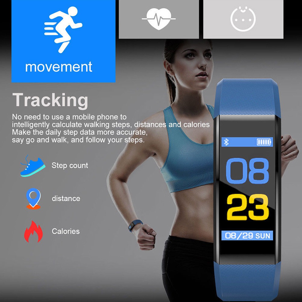 Đ/hồ bluetooth smart đo nhịp tim/huyết áp/kiểm tra sức khỏe tương thích với Samsung/táo