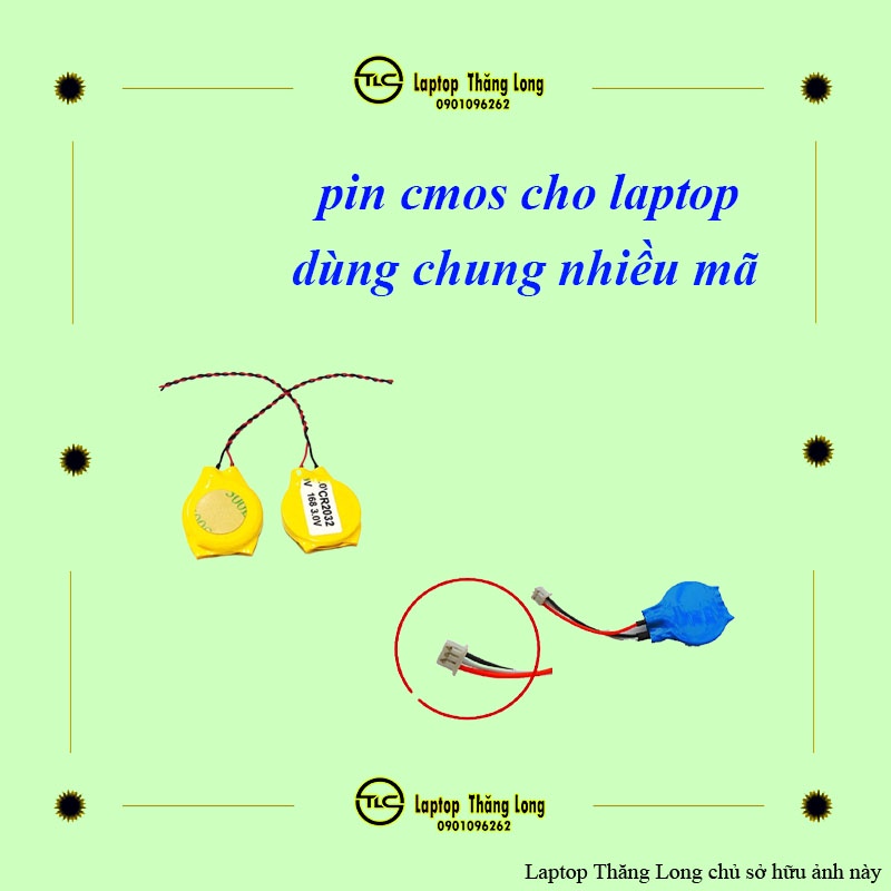 Pin cmos cho laptop CR2032 có dây - Dùng chung nhiều mã