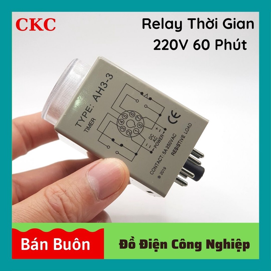 Relay thời gian CKC 220V 60 phút, rơ le thời gian, ckc 220v 60M