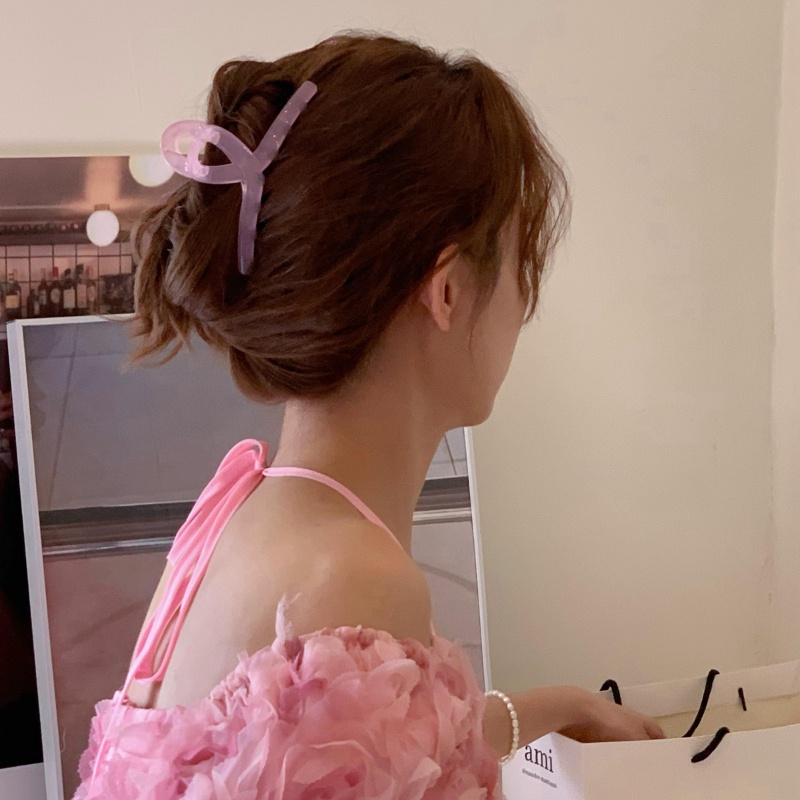 Kẹp Tóc Dạng Thạch Trong Suốt Màu Hồng Ngọt Ngào Đa Năng Cho Nữ