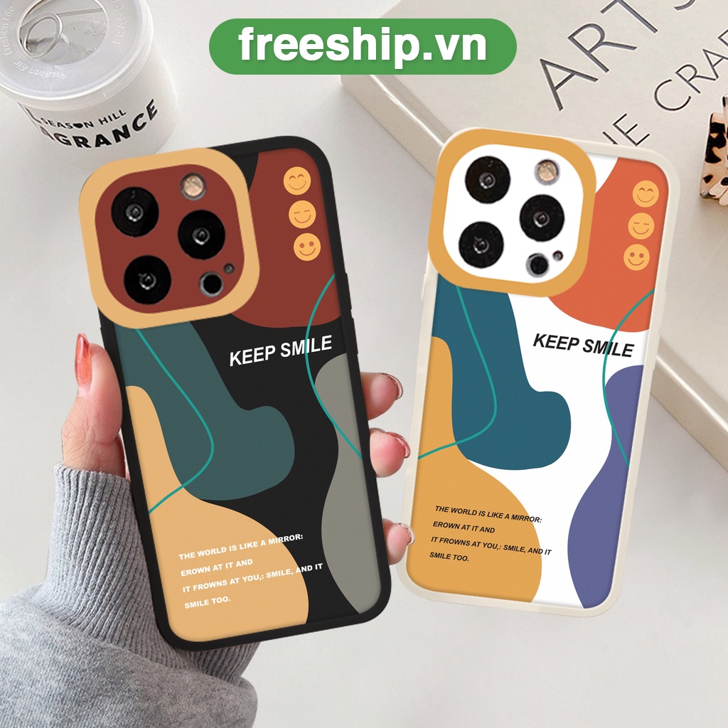 Ốp lưng iphone cạnh vuông lỗ camera keep smile 6/6splus/7/7plus/8/8plus/x/xr/xs/11/12/13/pro/max/plus/promax