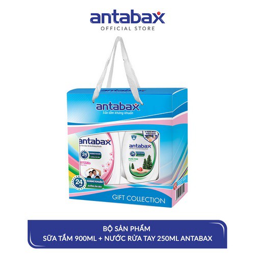 Hộp quà Sữa tắm Antabax UV White 900ml + Sữa rửa tay Antabax Pure Pine 250ml