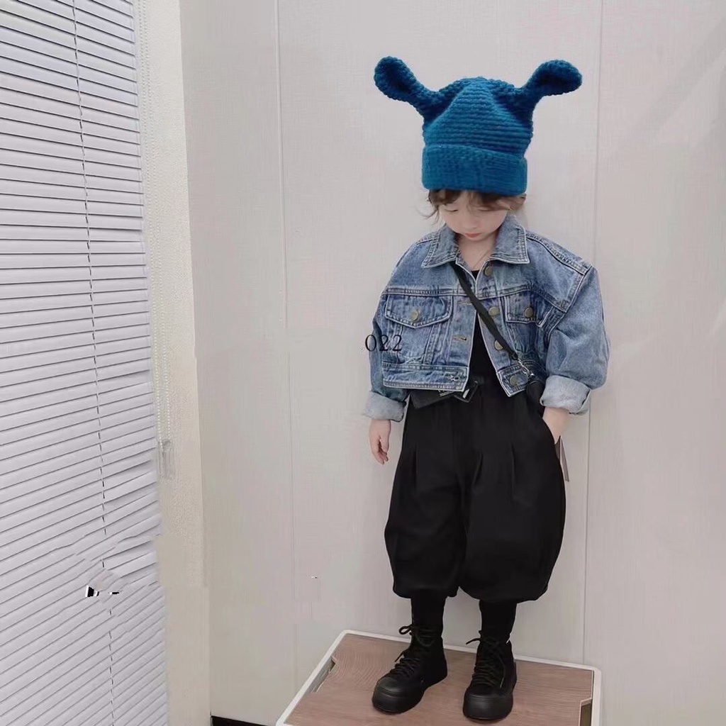 Áo Khoác Denim Dáng Ngắn Thời Trang Xuân Thu 2022 Mới Cho Bé Gái