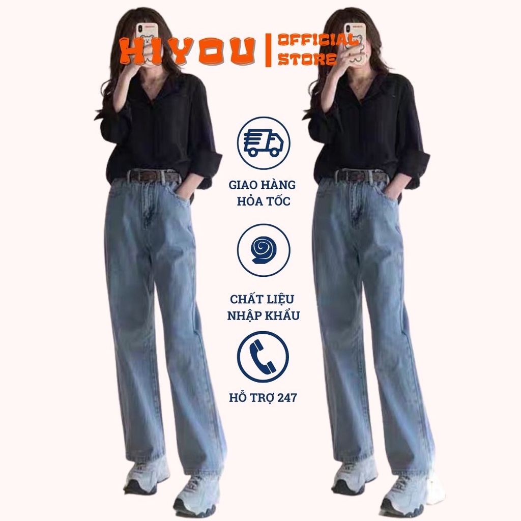 Quần Bò ống rộng Hiyou, chất jean nhập quảng châu, màu sáng nhạt huyền thoại nhé, Có BigSize