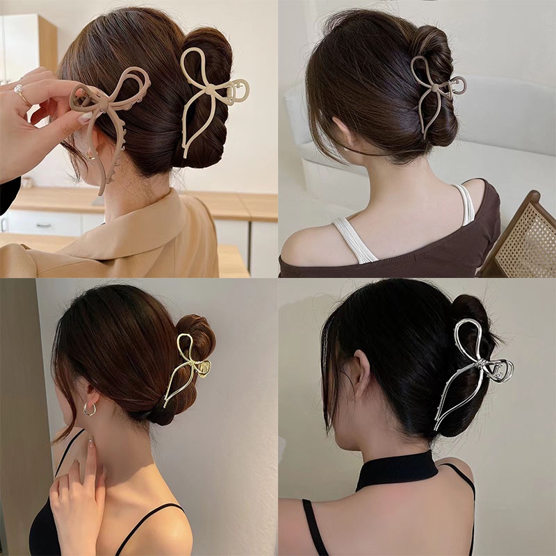 Kẹp Tóc Hình Nơ Bằng Kim Loại Đơn Giản Thời Trang Mùa Hè Dành Cho Nữ