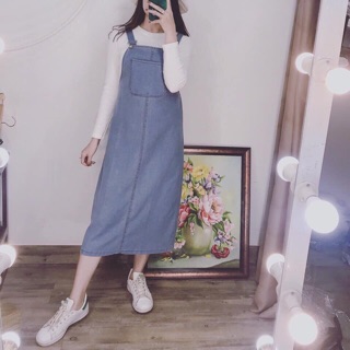 Set Yếm jean tay dài