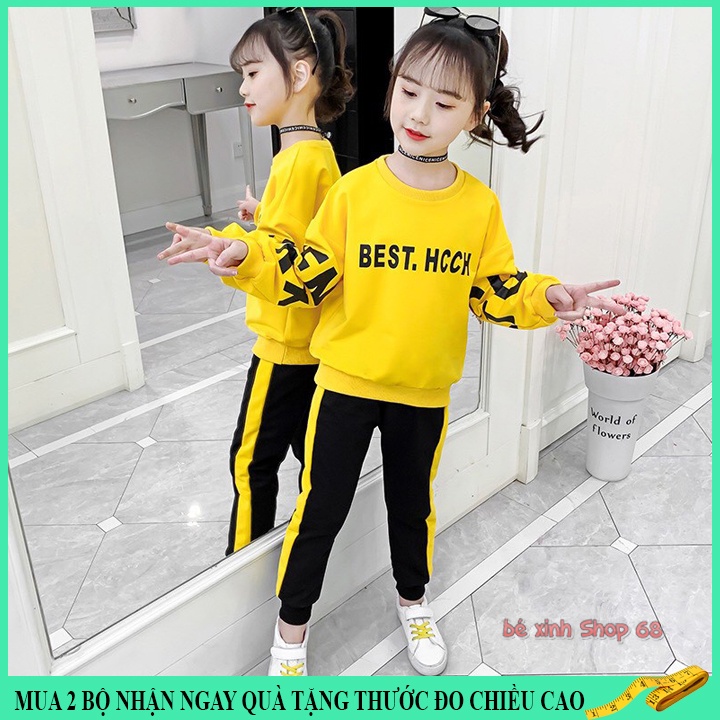 Bộ thu đông cho bé gái 18-45kg mẫu BEST cực kì sang chảnh, vài dày dặn ấm áp,hàng may kĩ.BEST02