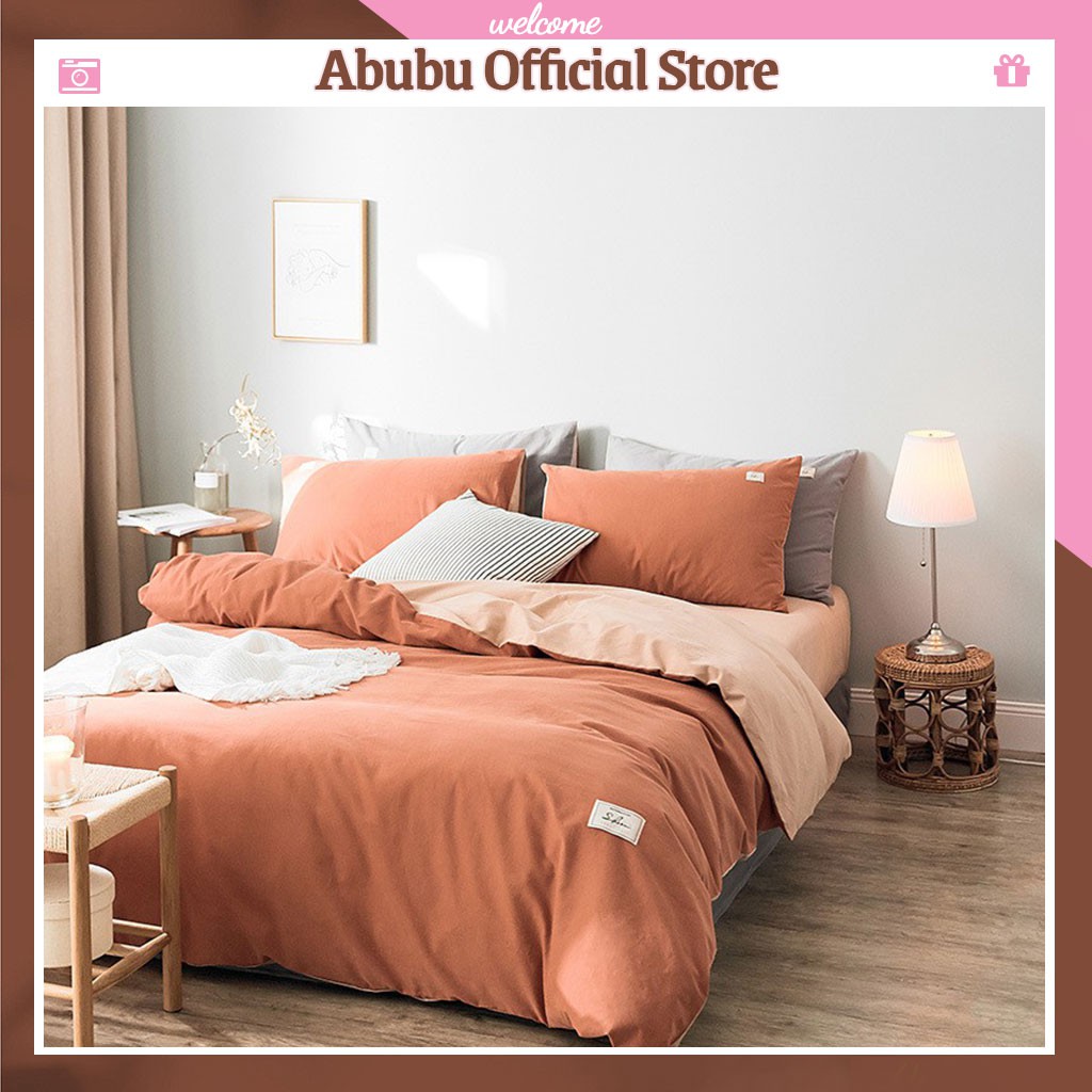 Bộ chăn ga gối nệm cotton Tici Cam phối be ABUBU kích thước từ m2 - 2m2 Abubu Official