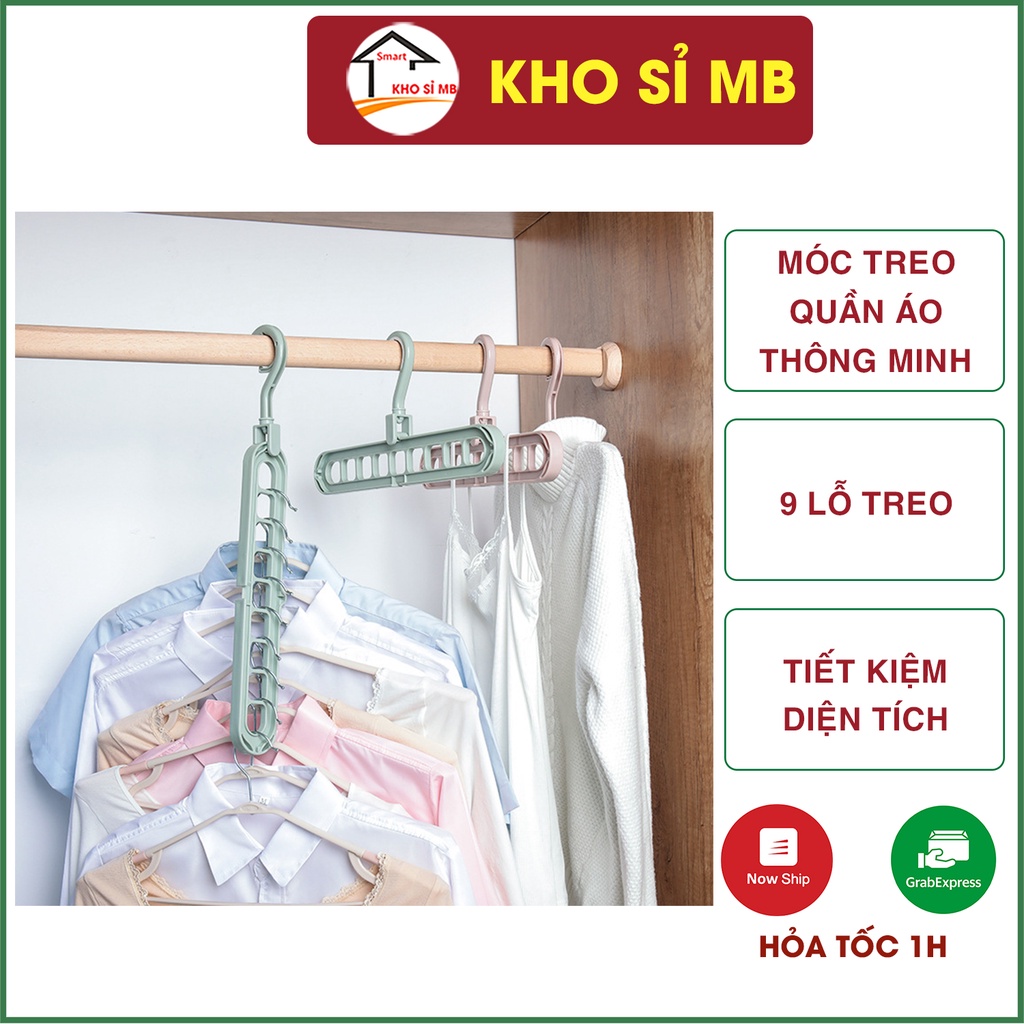 Mắc treo quần áo đa năng, móc treo đồ thông minh 9 lỗ KHO SỈ MB