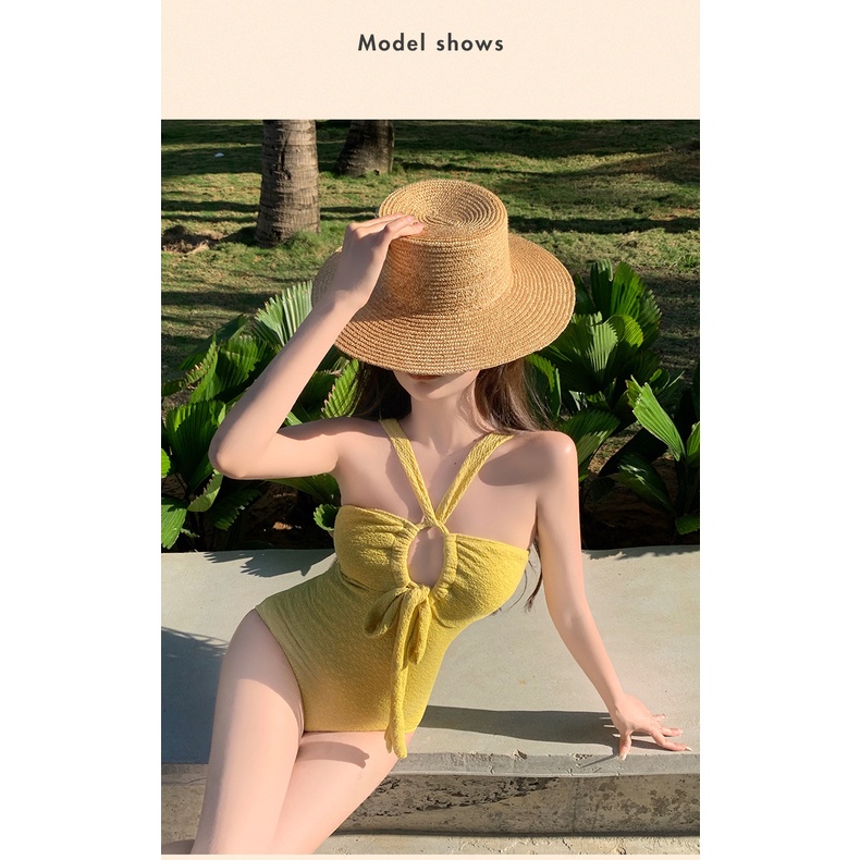 Bộ bikini Hai Dây Màu Trơn Lưng Cao Phong Cách Nhật Hàn Quyến Rũ