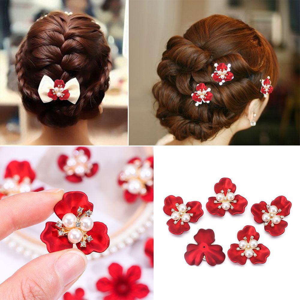 Set 5 Kẹp Tóc Bằng Hợp Kim Trang Trí Nút Áo Xinh Xắn