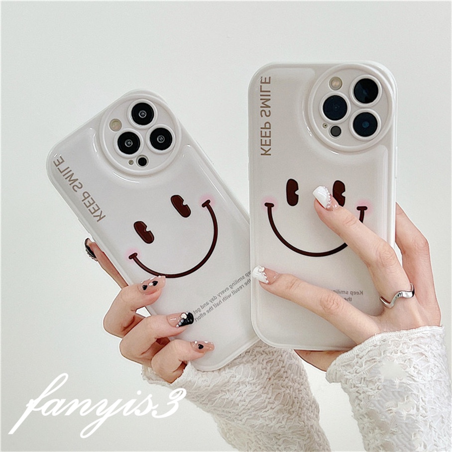 Ốp Điện Thoại Silicon Mềm Đệm Khí Hình Mặt Cười Đơn Giản Cho iPhone 13 12 11 Pro Max X XR Xs Max 8 7 Plus SE 2020