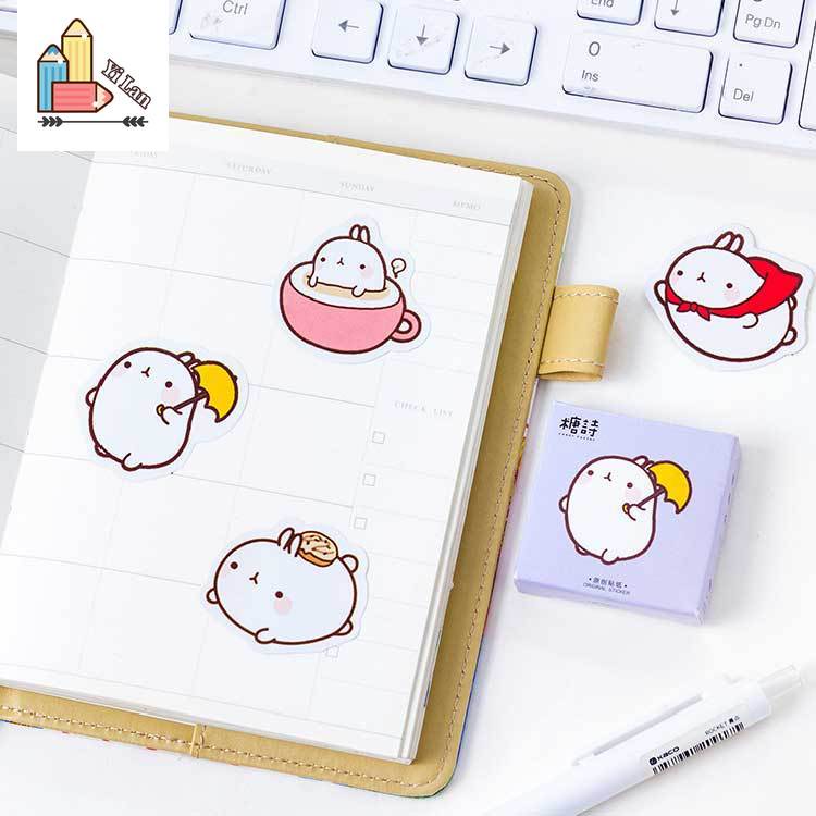 Set 46 Miếng Dán Hình Thỏ Trang Trí Sổ Tay/Nhật Ký DIY