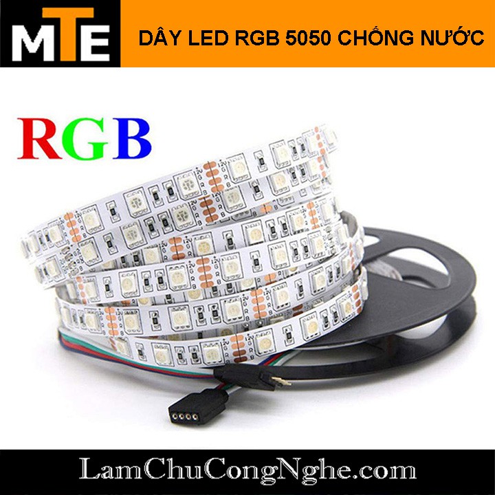 Dây LED 5050 đổi màu RGB 12V - 5 mét Loại dán, chống nước IP65 (300 LED)