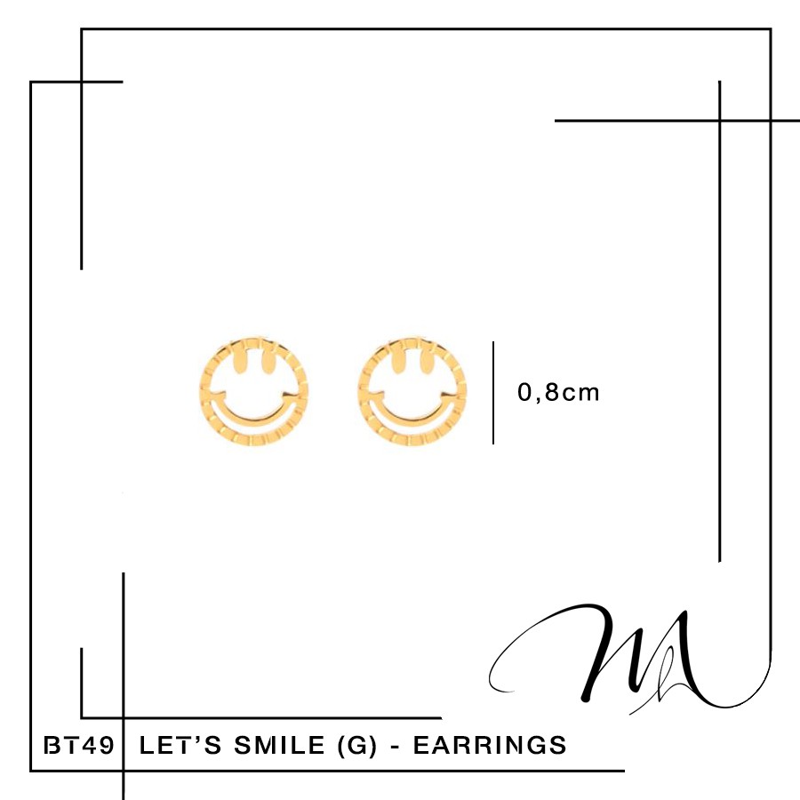Bông tai nữ tròn nhỏ sát tai hình mặt cười dễ thương phong cách Hàn Quốc - BT49