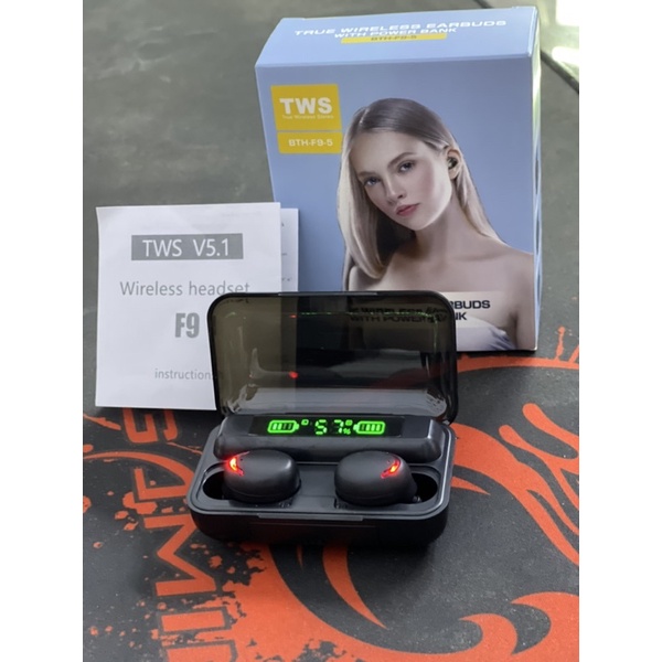 Tai Nghe Bluetooth F9 Pro Bản Quốc Tế , Cảm Biến Vân Tay , Kiêm Sạc Dự Phòng Mới Nhất 2021 ,