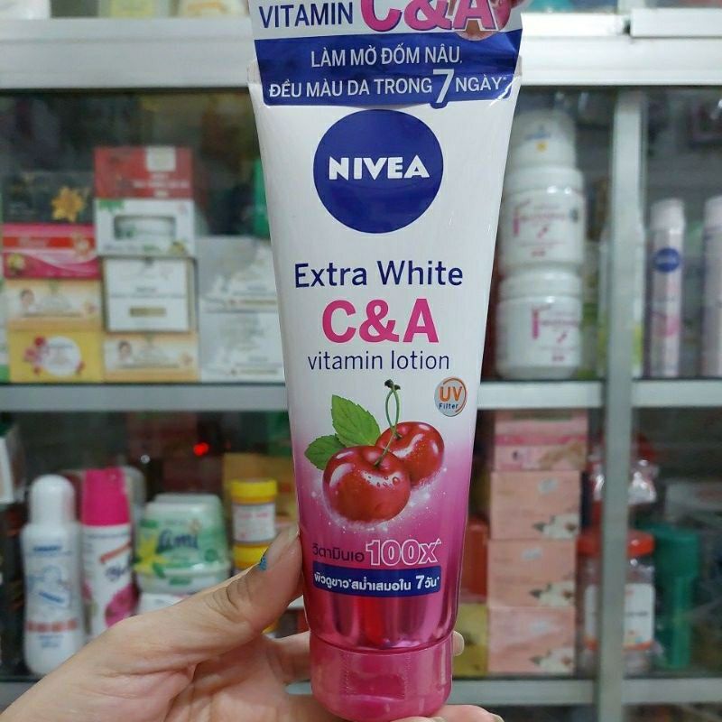 SỮA DƯỠNG THỂ NIVEA 180ML NHO,CHERRY,C,..GIÚP TRẮNG DA, CHỐNG NẮNG VÀ MỜ ĐỐM NÂU TRONG VÒNG 7 NGÀY,THÁI LAN CHÍNH HÃNG