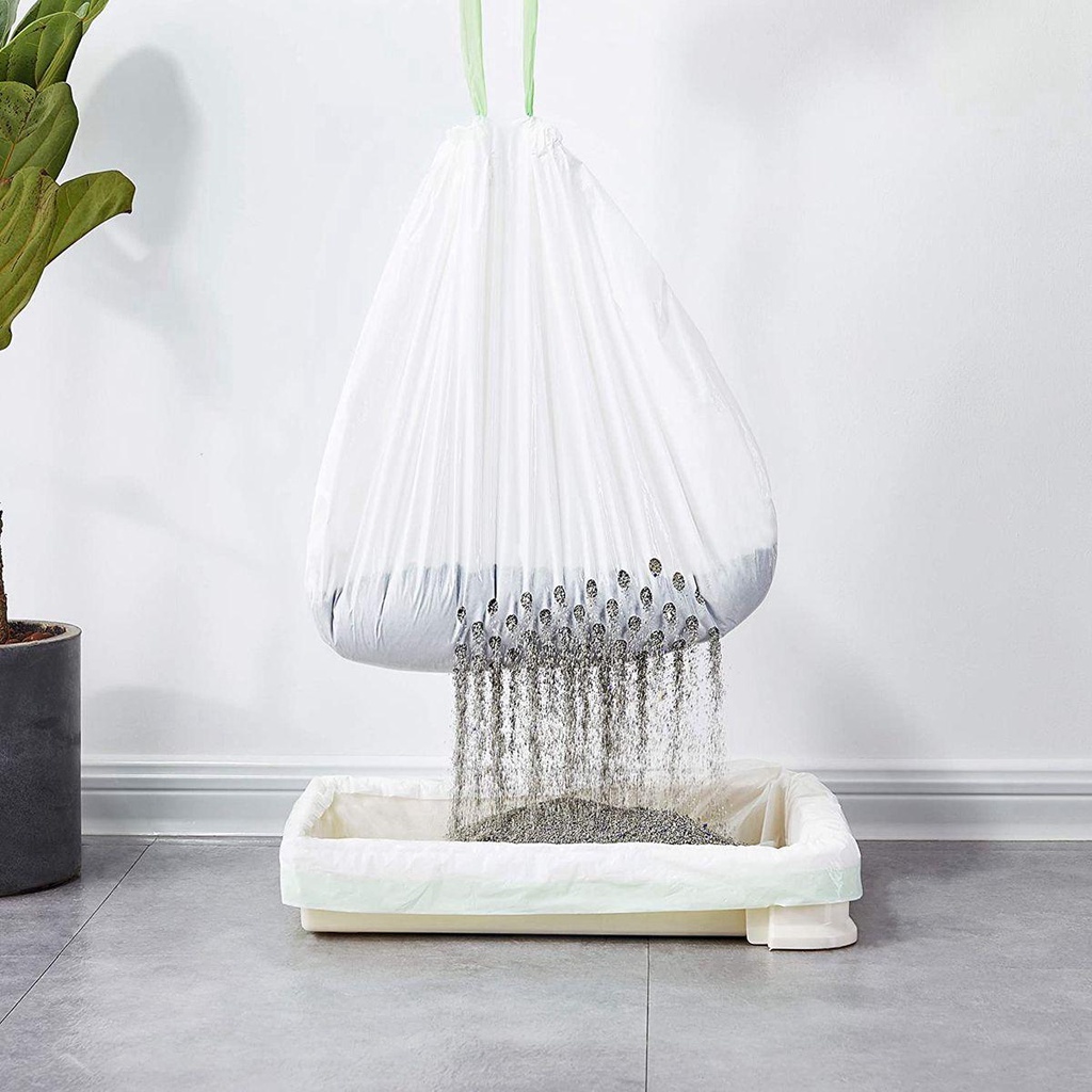 Hộp 7 Túi Đựng Rác Dây Rút Dùng Một Lần Chống Rò Rỉ Dễ Vệ Sinh Cho Mèo