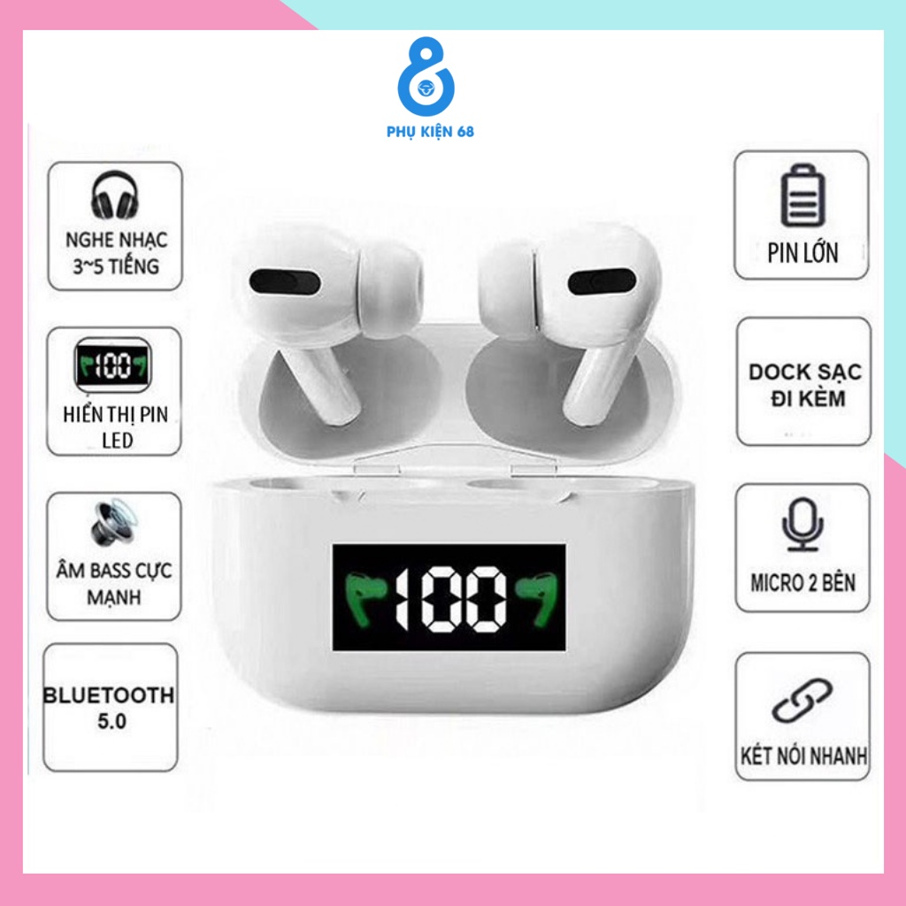Tai nghe bluetooth không dây tai nghe nhét tai Apro 3 wireless Bản Quốc Tế Cao Cấp màn hình led kỹ thuật số hiển thị pin