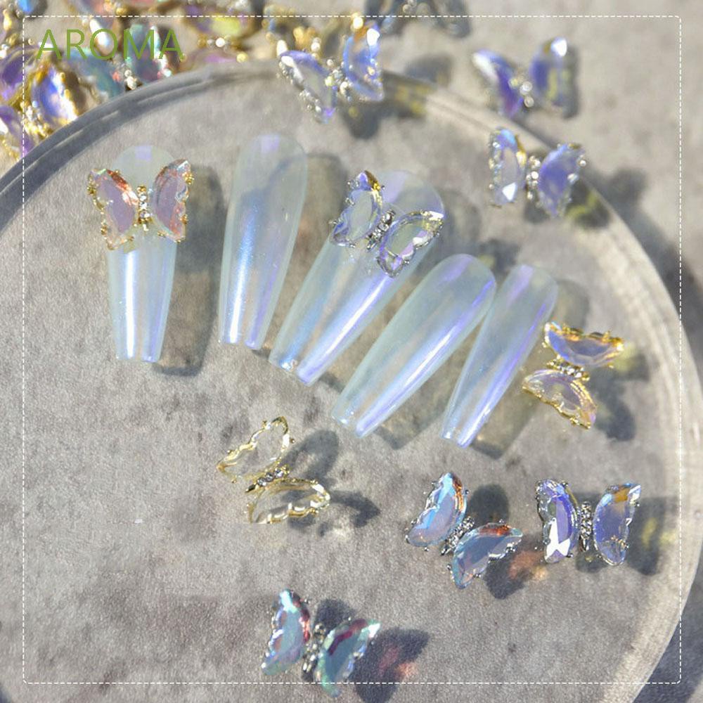 [Hàng mới về] Phụ kiện trang trí móng nghệ thuật hình bướm 3D bằng kim loại phong cách Nhật Bản