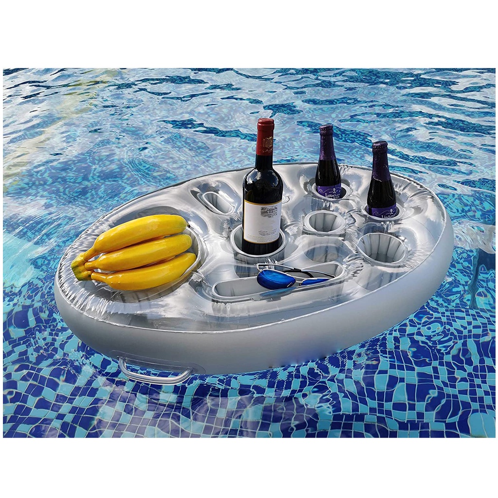 Giá đỡ đồ uống có thể bơm hơi PVC Bể bơi nổi Khay đựng rượu trái cây Điện thoại di động Nước cho bữa tiệc ở bể Boron069