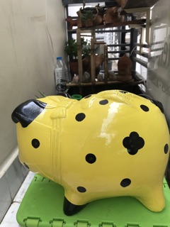 Heo đất chó đóm vàng size L ( 24x15x17 )