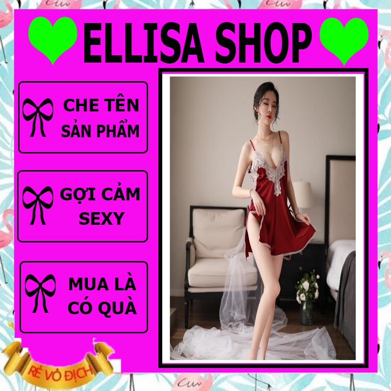 Váy Ngủ Nữ xẻ váy lụa satin phối ren sexy cao cấp - Đầm ngủ gợi cảm quyến rũ - 62
