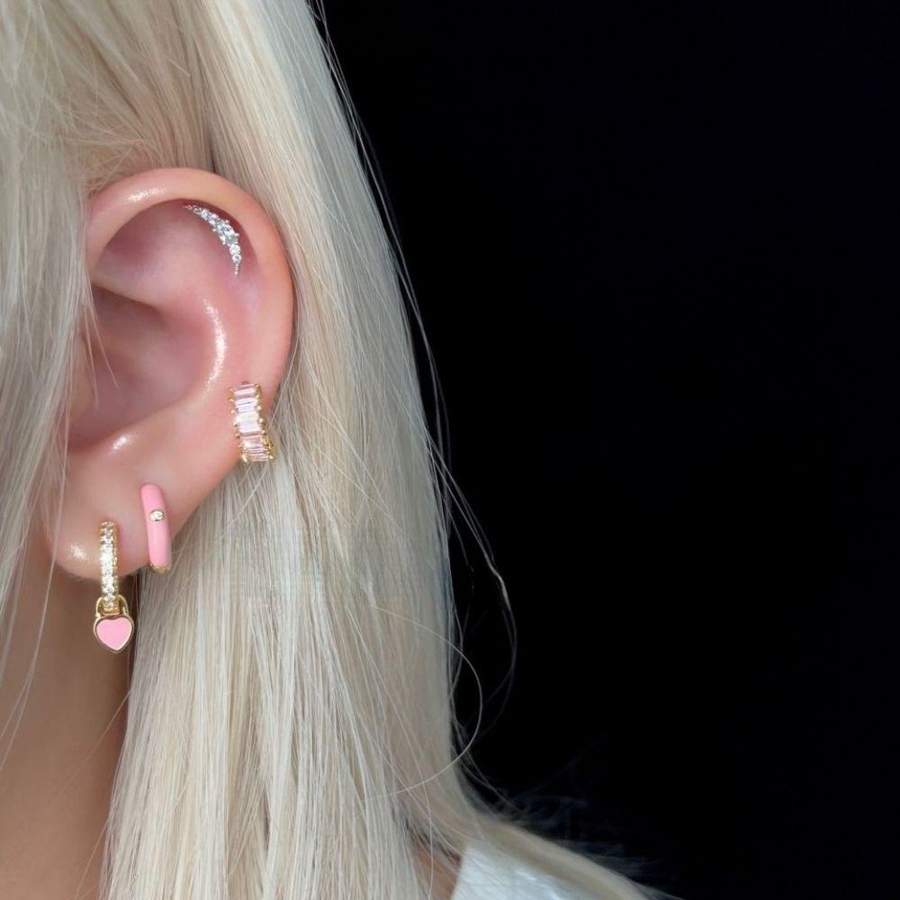 SOMEDAYZL Khuyên Tai Hình Trái Tim Đính Đá Thời Trang Cho Nữ