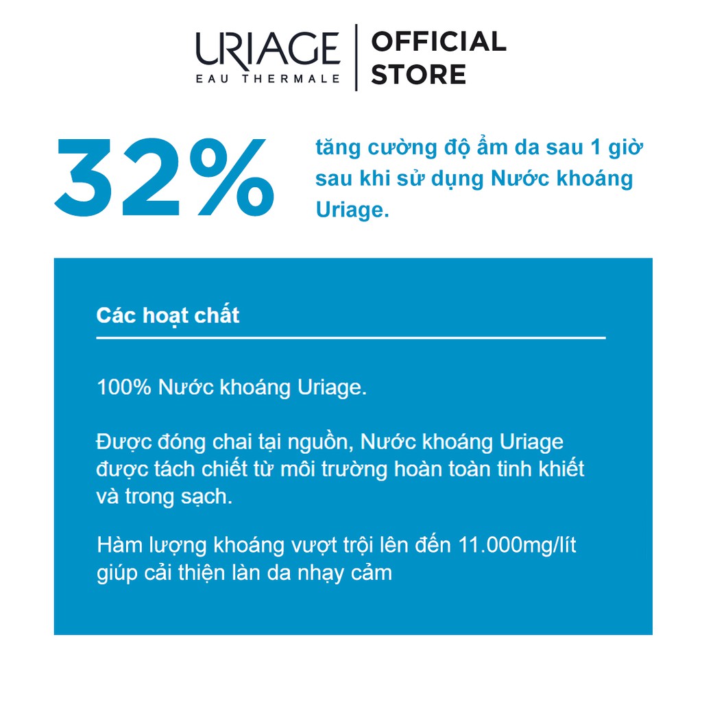 Uriage Xịt khoáng dưỡng ẩm cân bằng da URIAGE THERMAL WATER 50ML