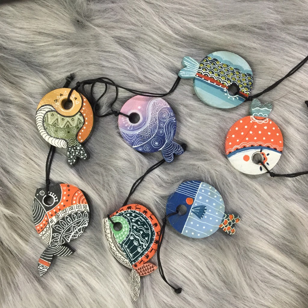 Móc khóa cá gỗ handmade xinh xắn đáng yêu phomaii queeeee - Cá Cạn