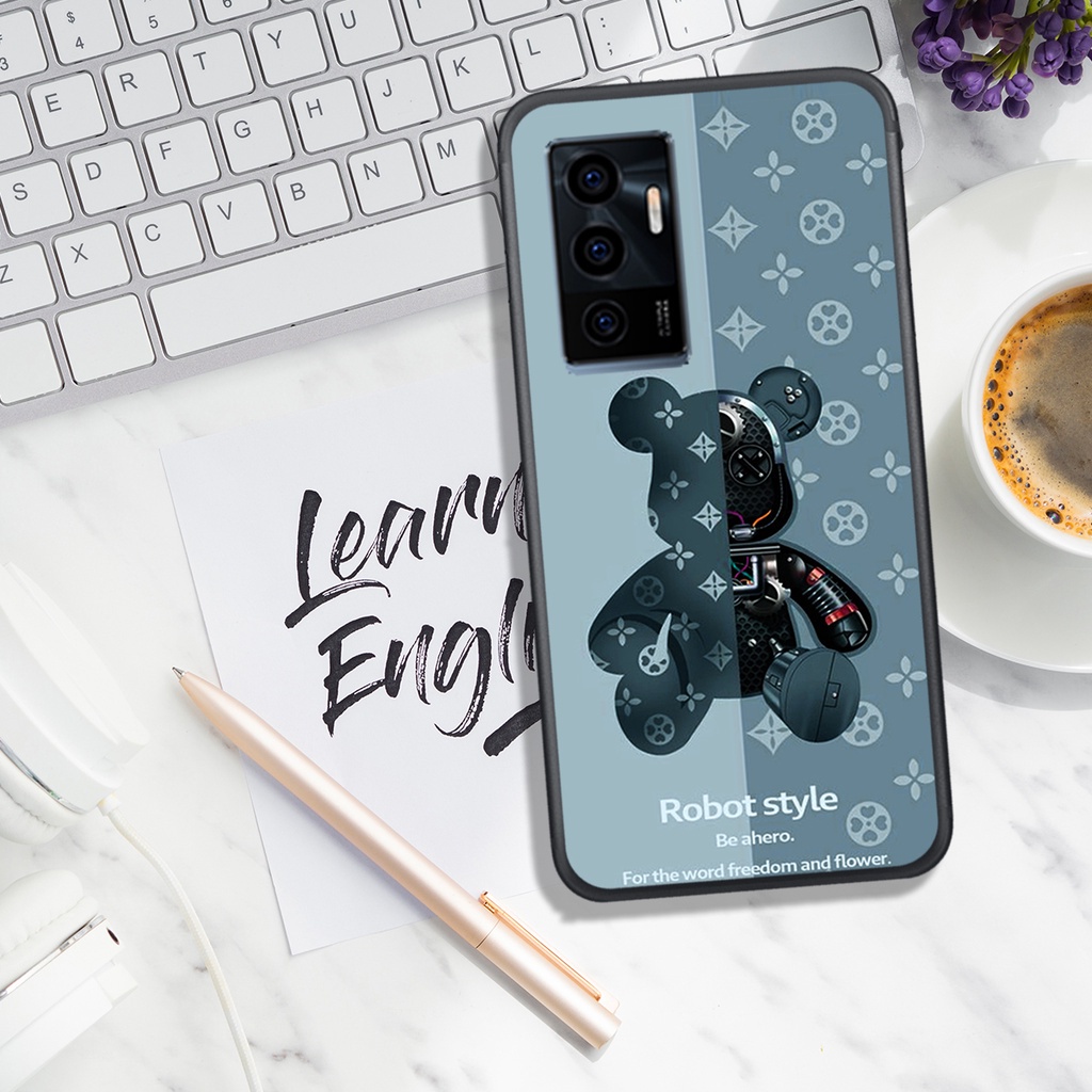 Ốp lưng kính Vivo v19 v20 v21 hình gấu màu sắc siêu đẹp