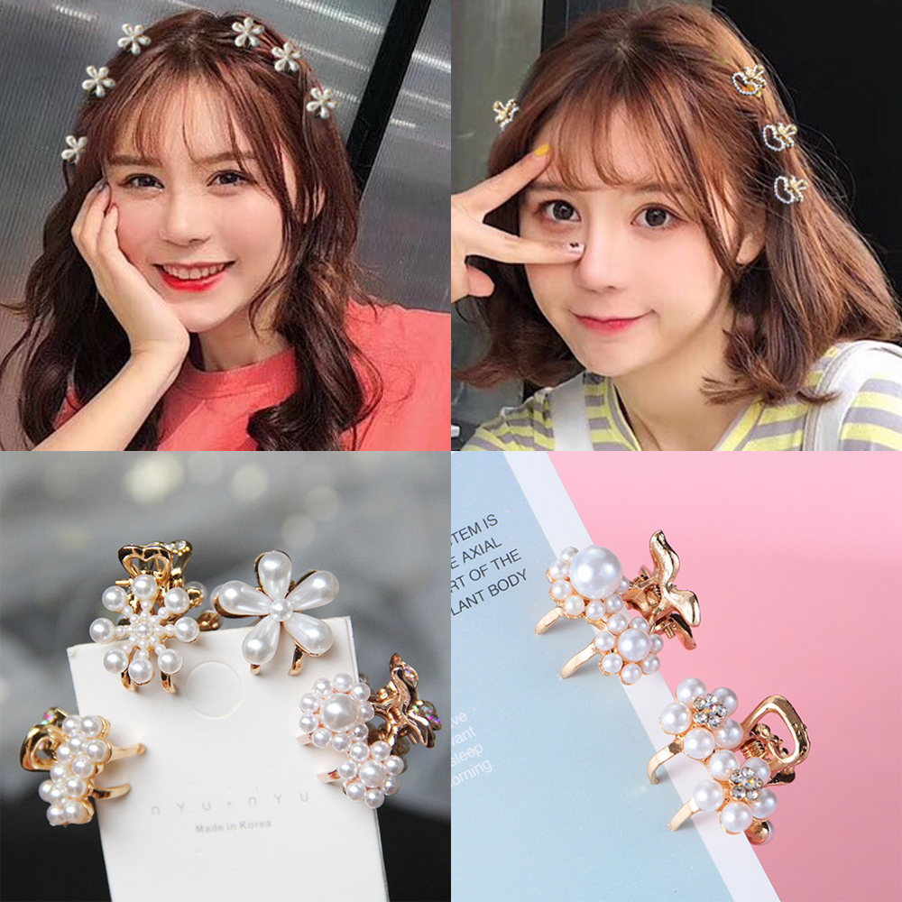Kẹp Tóc Càng Cua Mini Đính Ngọc Trai Nhân Tạo Cho Nữ