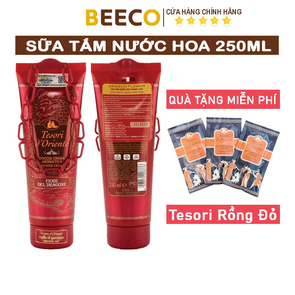 Sữa Tắm Tesori Rồng Đỏ CHÍNH HÃNG Sữa Tắm Xích Thơm Lâu Quyến Rũ Hương Nước Hoa Tự Nhiên 250ml - Tặng Gói Lẻ