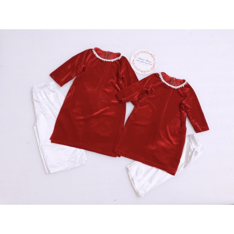 áo dài nhung bé gái