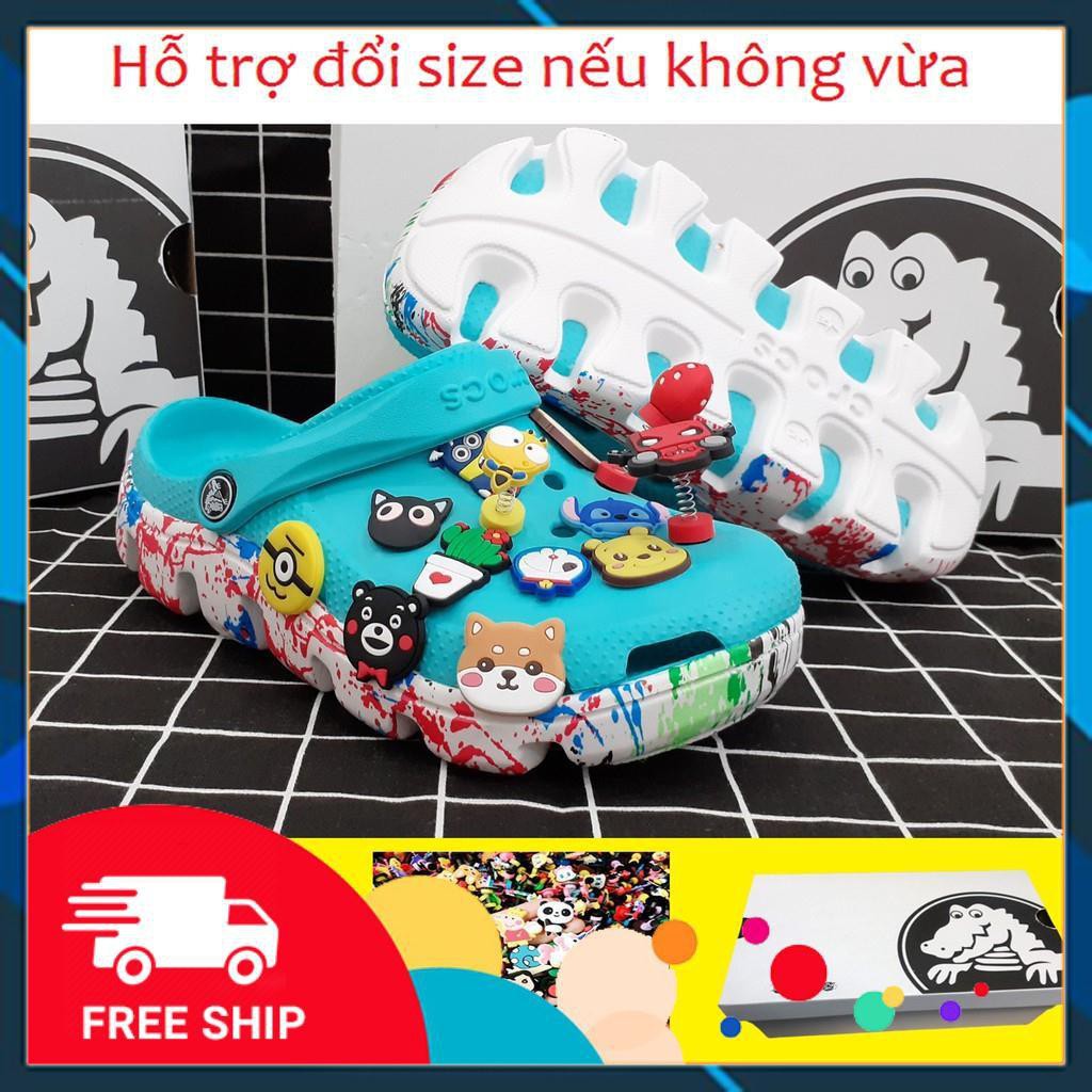 Dép Sục cross Vẩy Sơn Xanh Mint FREESHIP Tặng Kèm [12 Jitbitz + Hộp Hãng] Hàng Vnxk Có Logo, Tag, Bao Bì Chính Hãng