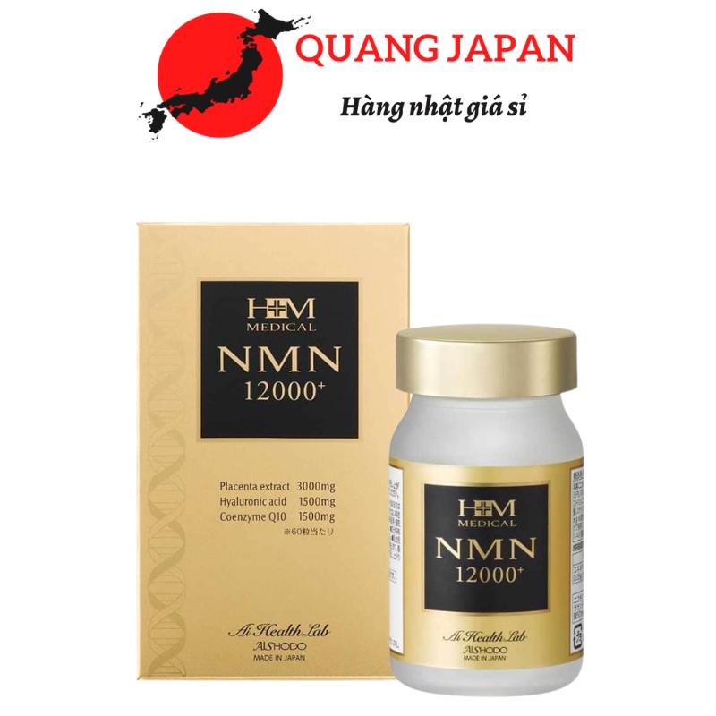 Viên uống trẻ hóa làn da NMN, viên uống làm đẹp da chống lão hóa NMN 12000 lọ 60v hàng Nhật nội địa