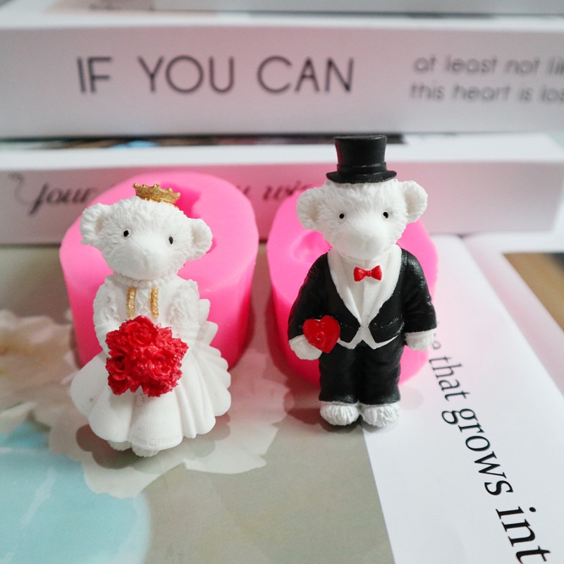 Khuôn Silicon Làm Bánh Kẹo Hình Gấu teddy 15 Kiểu Siêu Dễ Thương