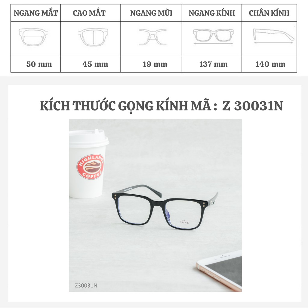 [LẮP SẴN CẬN] – Gọng kính cận nam, mắt kính nam ,kính nhựa dẻo , mắt kính vuông Z30031N