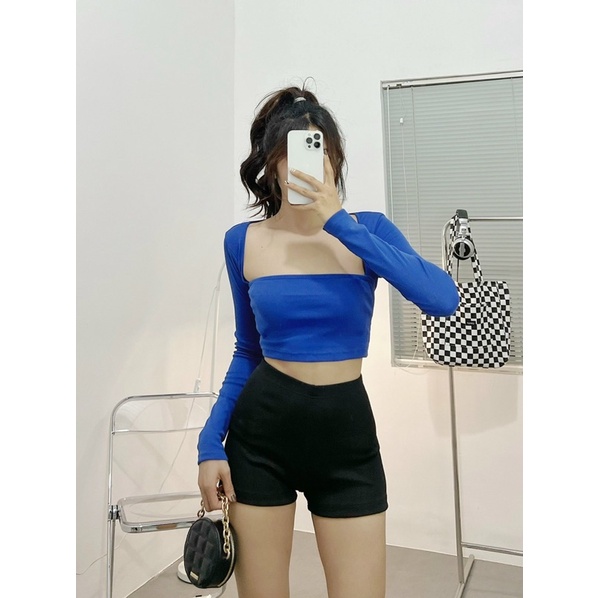 Basic Croptop▪ÁO CROPTOP KHOÉT NÁCH TAY DÀI