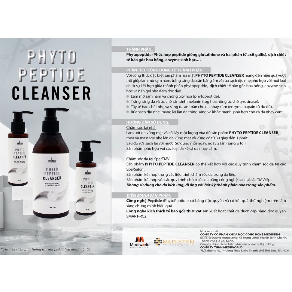 PHYTO PEPTIDE CLEANSER | Sữa Rửa Mặt Làm Sạch Và Dưỡng Da Mịn Màng MEDIWORLD mới