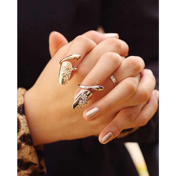 Nhẫn móng nữ thời trang hàn quốc cá tính có đính đá cực đẹp