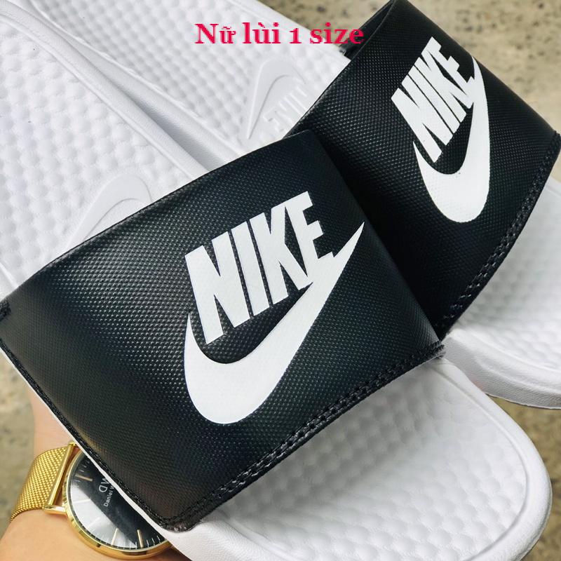 Dép unisex 𝐍𝐈𝐊𝐄 ❤️FREESHIP + Hộp❤️ dép quai ngang thể thao nam nữ mk in 𝐍𝐈𝐊𝐄-𝐁𝐚𝐧𝐚𝐬𝐬𝐢,trắng-quai-đen