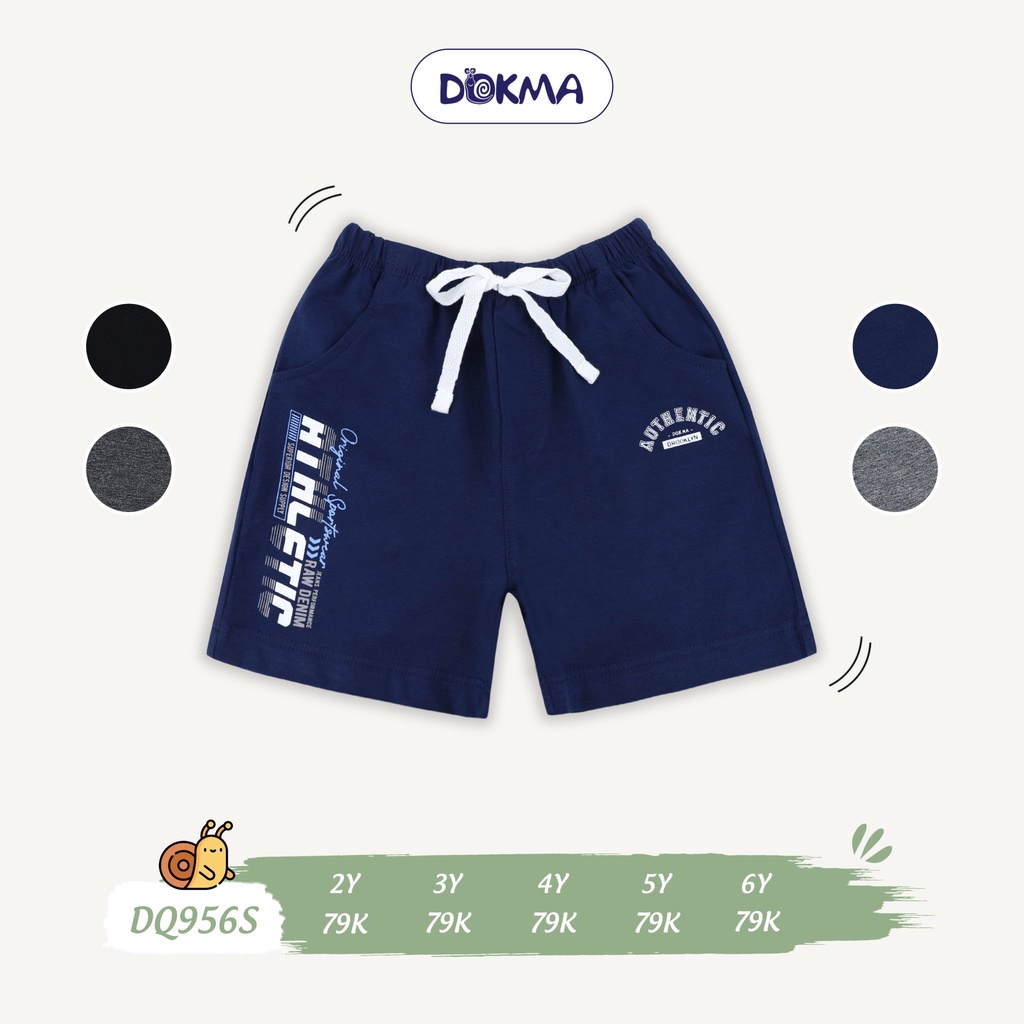 DQ956S Quần short cotton bé trai Dokma in chữ (2-6T)