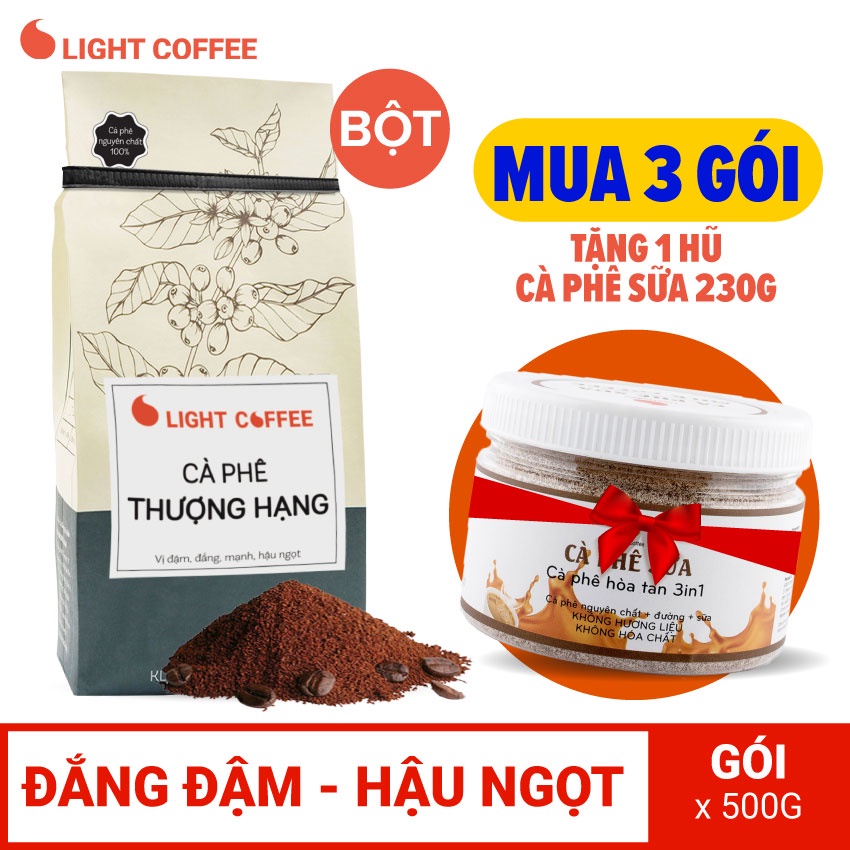 Cafe Thượng hạng Light Coffee gu đậm, đắng mạnh, hậu ngọt - Gói 500g