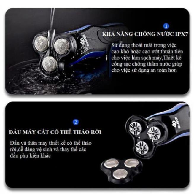 Máy Cạo Râu [HÀNG SHOP] Đa Năng 4 in1 cạo râu ,cắt tóc, massage mặt, tỉa lông mũi , Máy Cạo Râu, 6D Shaver – Lưỡi Dao Tự