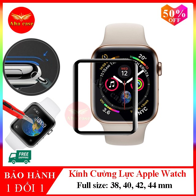 Kính cường lực Apple Watch Seri 6,5,4,3,2,1 giúp bảo vệ màn hình đồng hồ thông minh với các size 38mm, 40mm, 42mm, 44mm