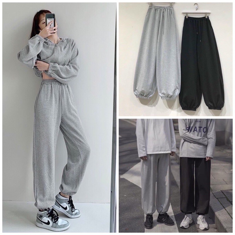 [Ảnh thật/video Q 02] Quần bom chun_Quần jogers nữ trơn dáng thể thao Unisex from thụng đủ màu