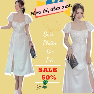 ĐẦM TRẮNG DỰ TIỆC XẺ TÀ SIÊU SANG CHẢNH✅HÀNG CHUẨN LOẠI 1-MẶC LÀ XINH✅ĐẦM MẶC ĐI ĐÁM CƯỚI,DẠO PHỐ SIÊU XINH