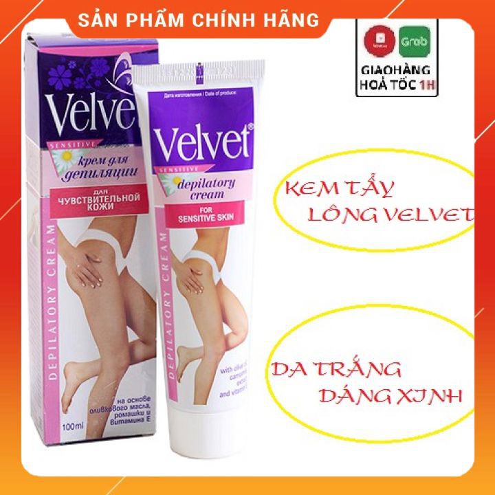 Kem tẩy lông Velvet  chính hãng Nga _ dùng để tẩy lông nách, lông tay, lông chân hiệu quả tuýp 100ml