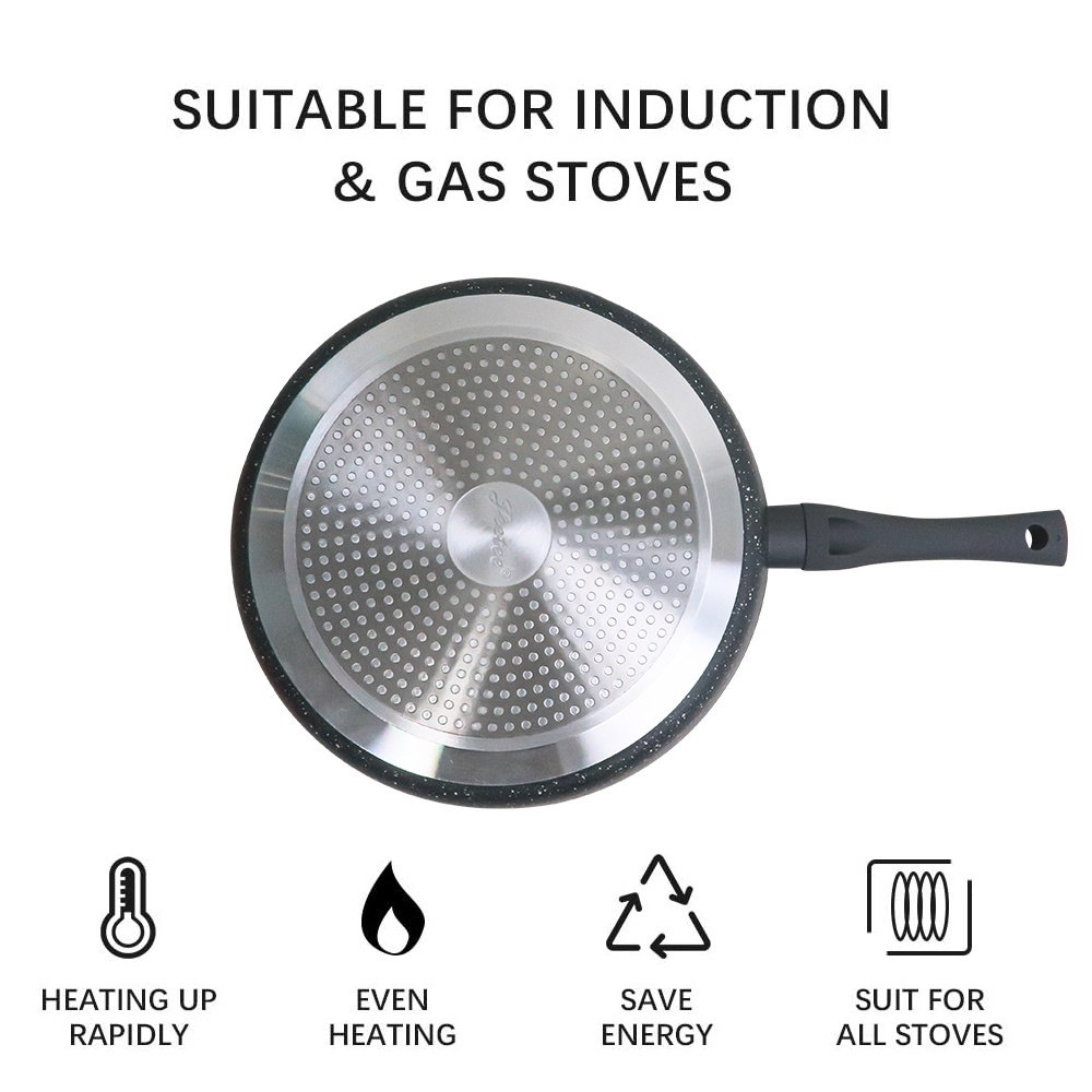 Chảo chống dính JEETEE vân đá cẩm thạch 25cm dùng làm bánh crepe đế từ